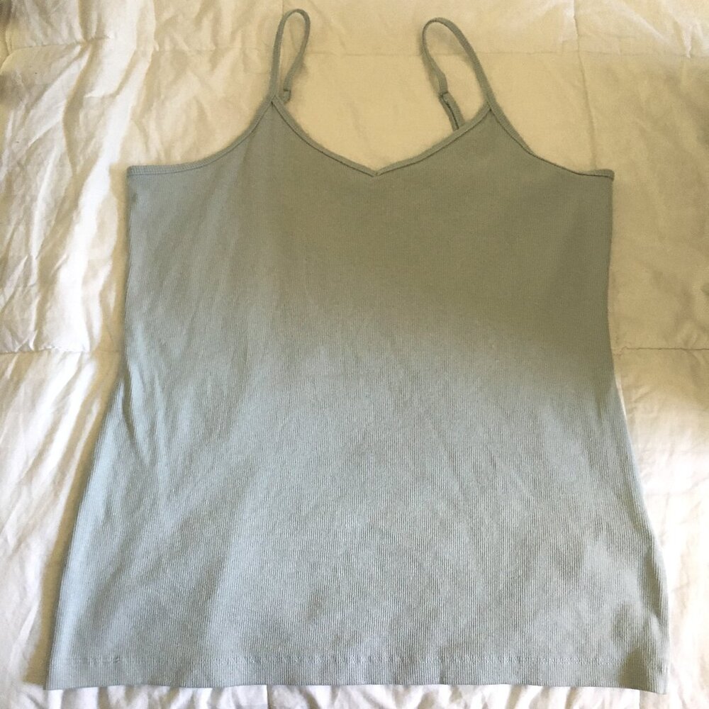 Ricki's Ice Blue Ribbed V-Neck Cotton Camisole Adjustable Straps - Picture 10 of 14